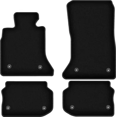 Produktbild von Wielganizator Velours-Autoteppiche – passend für BMW 5 F10 (Limousine, Bj. 2010-2013) –  schwarz, passgenau, mit Befestigungen set 4 Stk.