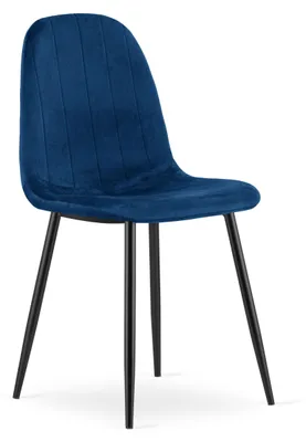 Image de Chaise - Leobert - Padva - Velours Bleu Marine/Pieds Noirs - 44,5 X 53 X 87 Cm