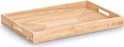 Produktbild von ZELLER 25663 Serviertablett STRIPES aus Gummibaum, 45,7 x 30,5 x 4,5 cm