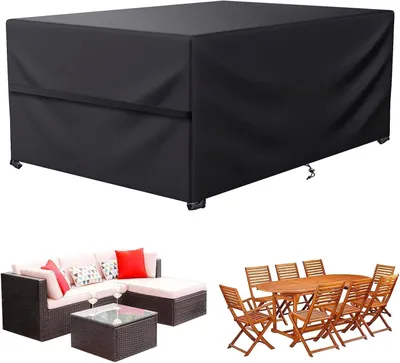 Image de Omgoods - Housse de protection résistante aux intempéries pour meubles de jardin, noire, 250 x 210 x 75 cm