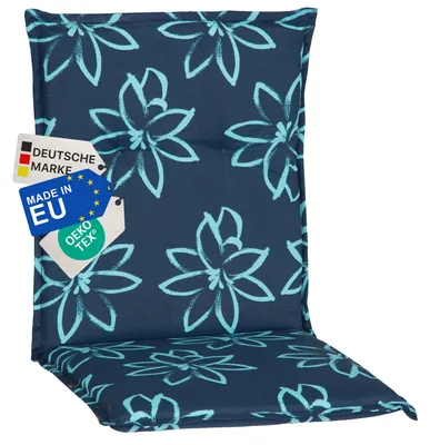 Produktbild von NYVI Gartenstuhl Auflage Niedriglehner Barcelona - UV-Beständig, Atmungsaktiv, Strapazierfähig - Niedriglehnerauflage Sitzkissen Outdoor - Sitzauflagen für Gartenstühle 100x50cm Blume Hellblau