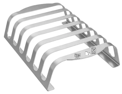 Productafbeelding van Ribhouder XL - Professionele Grillhouder - Roestvrij Staal - Geschikt voor Levensmiddelen - Voor 6 Spararribs - Handgrepen voor Eenvoudig Vervoer - Grillrek