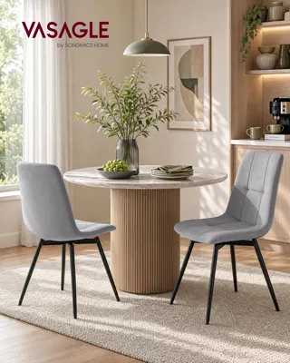 Produktbild von VASAGLE Esszimmerstühle 2er Set, 360° Drehbar, Ergonomischer Samtstuhl, 43 x 52 x 83 cm, Grau, KI-generiertes Bild