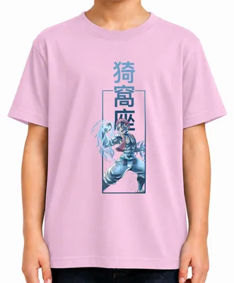 Produktbild von Akaza Dämonenkrieger Anime Kampfkunst Blaue Streifen Japan Y2K Kinder T-Shirt, Pink, 128
