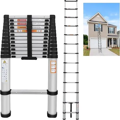 Imagen del producto de Escalera telescópica de aluminio, plegable, de 5 metros