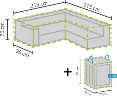 Produktbild von Schutzhülle 215x215cm für L-förmiges Garten Lounge Set + Hülle für 6-8 Kissen