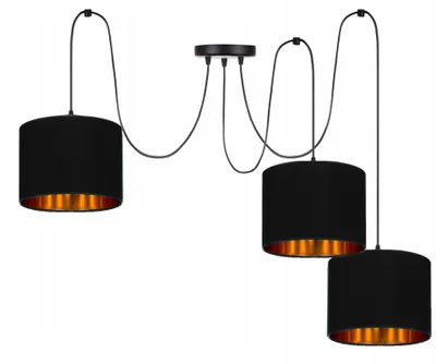 Produktbild von Deckenlampe Schwarz Lampe Leuchte aus Velours Vintage Modern E27 Designerlauchte 3-flammig N230-P3-S