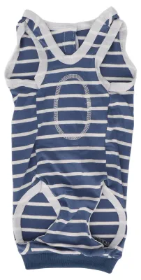 Produktbild von Hunde-Erholungsanzug, dehnbar, atmungsaktiv, verstellbarer Kragen, gestreift, Haustier-Shirt nach Operationen für Bauchwunden, 2XL