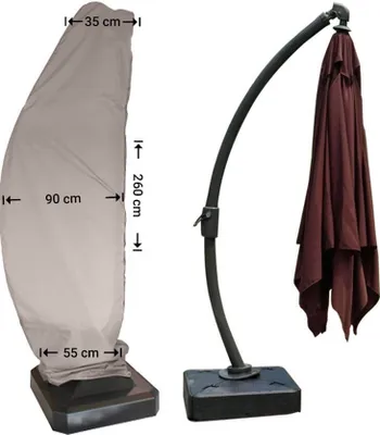 Produktbild von Raffles Covers Schutzhülle für Ampelschirm H: 260 cm | Atmungsaktiv | Wasserdicht | UV-beständig | Doppelnähte | Inklusive Befestigungsstab