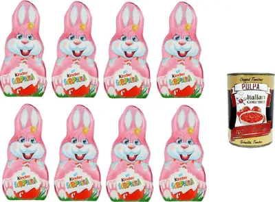 Produktbild von Kinder Sorpresa Figura cava Coniglio Lei Surprise Hohlfigur Hase Lei 8x75 g+ Italian Gourmet polpa 400g