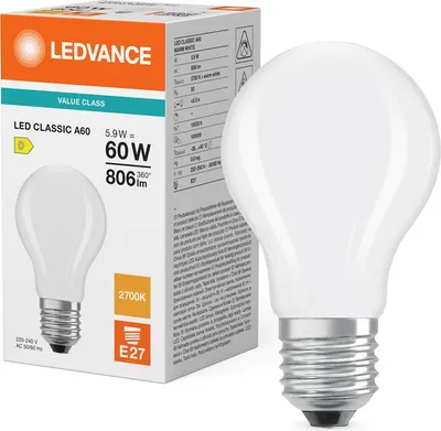 Produktbild von Ledvance LED Filament Classic A60 Birne 5,9W = 60W E27 matt 806lm warmweiß 2700K