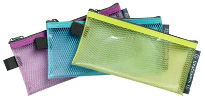 Imagen del producto de Exacompta, paquete de 12 fundas con cremallera de plástico flexible, surtido de colores, modelo 38110E