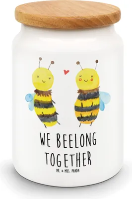 Produktbild von Mr. & Mrs. Panda Dose Biene Verliebt - Weiß - Geschenk, Lebensmittelbehälter, Keksdose, Vorratsbehälter, behälter, Kaffeedose