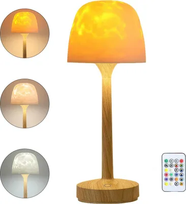Produktbild von Nachttischlampen, Ambient Projektor Lampe mit Wasserwellen, 3600mAh Akku, 16 Farben Tischlampe, Touch & Fernbedienung