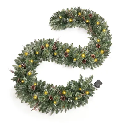 Productafbeelding van HOKEEPER kerstkrans, 270 cm, met LED-verlichting, sneeuwlook en decoratieve kegeltjes