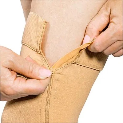 Zdjęcie produktu dla Pończochy kompresyjne, z zamkiem, samonośne, L/XL, zakolanówki, uciskowe
