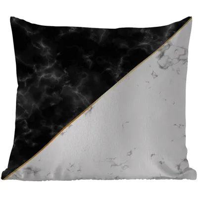 Produktbild von MuchoWow® Outdoor Kissen - Marmor - Weiß - Schwarz - Gold - 40x40 cm - Wetterfest - Lounge Kissen - Kopfkissen - Interieur - Polster mit Bild