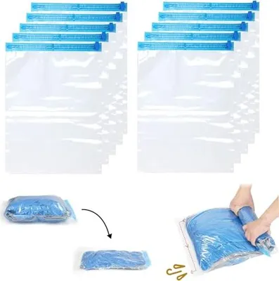 Produktbild von Pack 10 Vakuumbeutel Rolling, 35 x 50 cm/11,81 19,68 Zoll, wiederverwendbar ohne Reiniger, Kleidung, Aufbewahrungstaschen, Reisen,