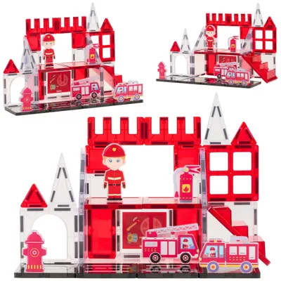 Produktbild von Fits4Kids Magnetische Bausteine – 32 Teile - Kreatives Spielzeug für Kinder – Perfekt für Bildung und Spaß – Magnetic tiles - MINT (STEM)