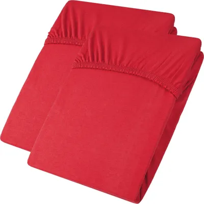 Produktbild von Doppelpack Viana Topper 140x200-160x200 rot Baumwolle Jersey 130g/m²