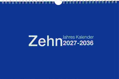 Produktbild von ADINA 2027 Zehnjahres-Kalender A4 blau Querformat mit Spiralbindung