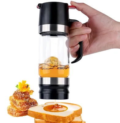 Produktbild von Honigspender aus Glas - 255 ml - Mit Griff und tropfsicher - Schwarz