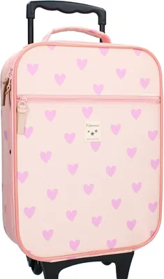 Produktbild von Kidzroom Trolley 15 L Herz Pink Kindertrolley Mädchen Kinder Kinderkoffer Trolly Handgepäck Innenmaße:42×32×11 cm, Außenmaße:48×32×14 cm, 1 kg leicht