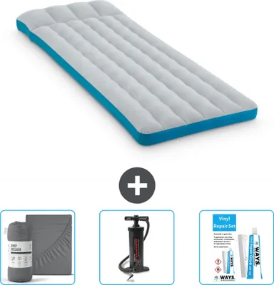 Produktbild von Intex Campingmatte – Französisches Bett – 72 x 189 x 20 cm – Blau – im Lieferumfang enthalten Spannbettuch - Pumpe en Reperaturset