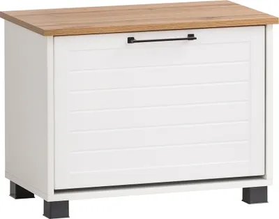 Produktbild von Schuhbank in matt weiß mit Eiche Nb. JAUSA-80 Landhaus-Optik, B/H/T ca. 62/47,2/34,1 cm