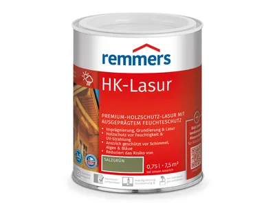 Obrázok produktu pre Remmers HK-Lasur 3v1 slaná zelená, 0,75 l, lazúra na drevo v exteriéri, trojitá ochrana dreva s impregnáciou + základným náterom + lazúrou, ochrana proti vlhkosti a UV žiareniu