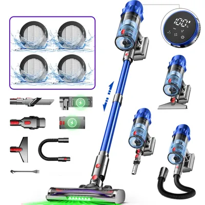 Produktbild von Hiazurm Akku Staubsauger,Staubsauger kabellos mit Touchscreen, HEPAx4, Schlauchbürste, Staubsauger, Anti-Tangle-Staubsauger