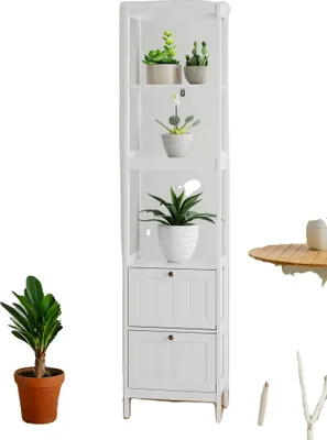 Obrázek produktu pro Úložná skříňka, 40 x 30 x 160 cm, Kvalitní MDF, Nosnost 10 kg na polici, Nosnost 5 kg na zásuvku, Kombinace otevřených polic a skrytých zásuvek