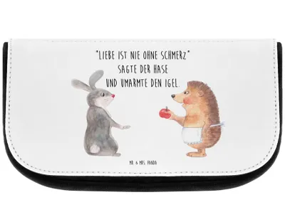 Produktbild von Mr. & Mrs. Panda Kulturbeutel Hase Igel - Weiß - Geschenk, Lustige Sprüche, Make-up Organizer, kosmetiktäschchen, Herzschmerz, Liebe Spruch, Trösten, kulturtäschchen, und