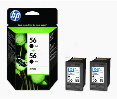 Produktbild von HP 56, Hohe (XL-) Ausbeute, Foto schwarz, Tinte auf Farbstoffbasis, 19 ml, 2 Stück(e), 520 Seiten