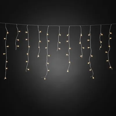 Productafbeelding van Konstsmide - LED-lichtgordijn "Eisregen", met witte bolletjes, 400 warmwitte LED's, 24V transformator voor buitengebruik, transparante kabel; artikelnummer 3673-103