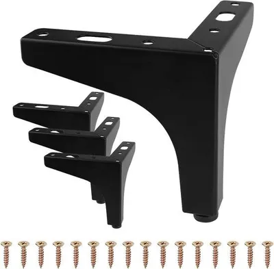 Image de Pieds de table en métal, pour canapés, meubles TV, tables, armoires et tables de chevet, 10 cm, noir