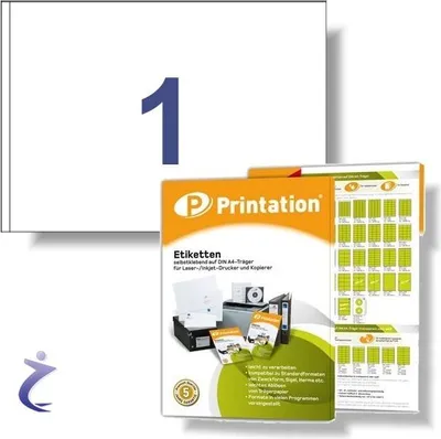 Produktbild von Printation Versand- Adressetiketten A5 200 Stk. 210 x 148,5 mm weiß selbstklebend - 200 DIN A5 Bogen á 1x1 210x148mm - 6135 8690