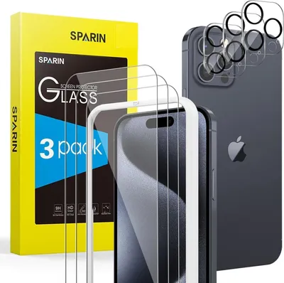 Produktbild von SPARIN iPhone 15 Pro Max Panzer Schutz Glas, 9H Härte, HD Displayschutz