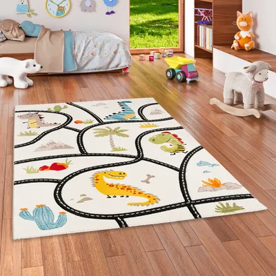 Produktbild von Kinder Teppich Maui Kids Dino Straßenteppich Bunt, Größe:160x230 cm