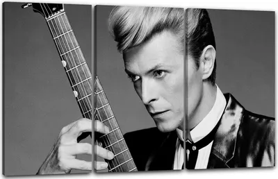 Produktbild von Leinwandbild 3-teilig (120x80cm): David Bowie, echter Holz-Keilrahmen inkl. Aufhänger, handgefertigt in Deutschland