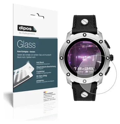 Produktbild von 2x Schutzfolie für Diesel On Smartwatch Axial - Anti-Shock 9H Folie dipos Glass Kunststoffglas