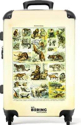 Produktbild von NoBoringSuitcases.com® Großer Koffer - Tiere - Vintage - Illustration - Natur - Millot - Kombinationsschloss TSA - Hartschalen Trolley 4 Rollen - 72 liter - Reisekoffer - 66 cmKoffer Mittelgroß 67x43x25 cm, 72L,