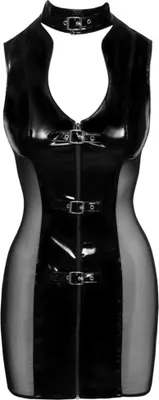 Produktbild von Black Level - Lackkleid - mit Netz und Schnallenhalsband