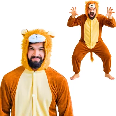 Produktbild von Pyjama Onesie Kigurumi Kostüm für Erwachsene, Löwe, S: 145 - 155cm