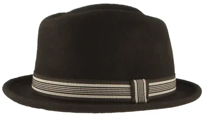Diamond Filzhut mit gestreiftem Stretch-Band von Hut-Breiter in schwarz