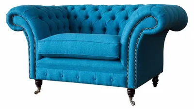Immagine prodotto di Poltrona Chesterfield blu imbottitura divano divano 1,5 posti monoposto tessile