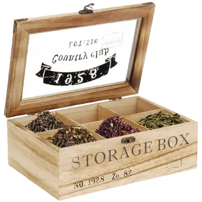 Produktbild von Koopman Teebox aus Holz (6 Fächer)