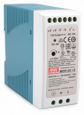 Produktbild von Hutschienen-Netzteil (DIN-Rail) MDR-60-12 SNT DIN-Schiene 12V/DC/0-5A/ 60W