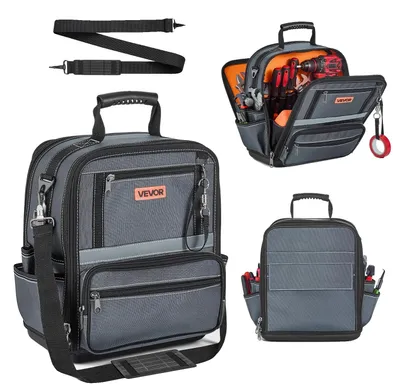 Immagine prodotto di Borsa per attrezzi VEVOR, 33,5x23x39 cm, custodia con 24 scomparti interni e 10 esterni, organizer per attrezzi impermeabile in poliestere con tracolla e cerniera, borsa per attrezzi per artigiani