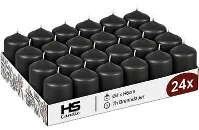 Obrázek produktu pro Svíčky do stojanu, průměr 4 cm, výška 6 cm, barva černá, balení 24 kusů